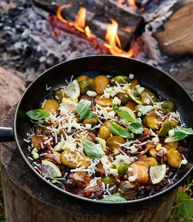 Smažené růžičkové kapusty s guanciale a citronem