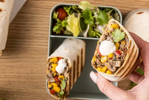 Burrito s hovězím masem, žampiony a kukuřicí