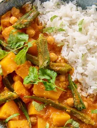 Dýňovo-okra ragú s rýží