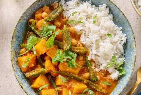 Dýňovo-okra ragú s rýží