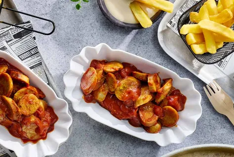 Currywurst s ponzu majonézou a chilli omáčkou