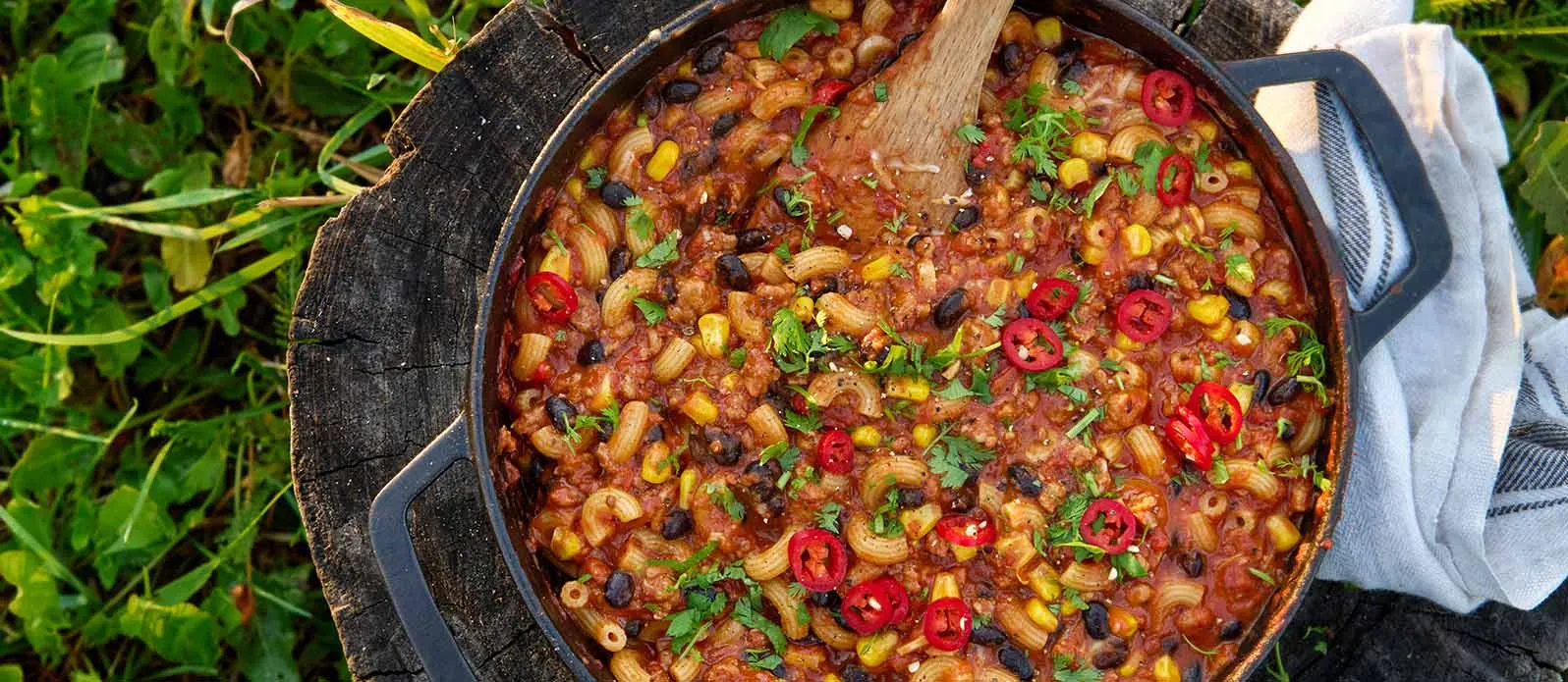 Chilli mac s kuřecím masem a mac ‘n’ cheese
