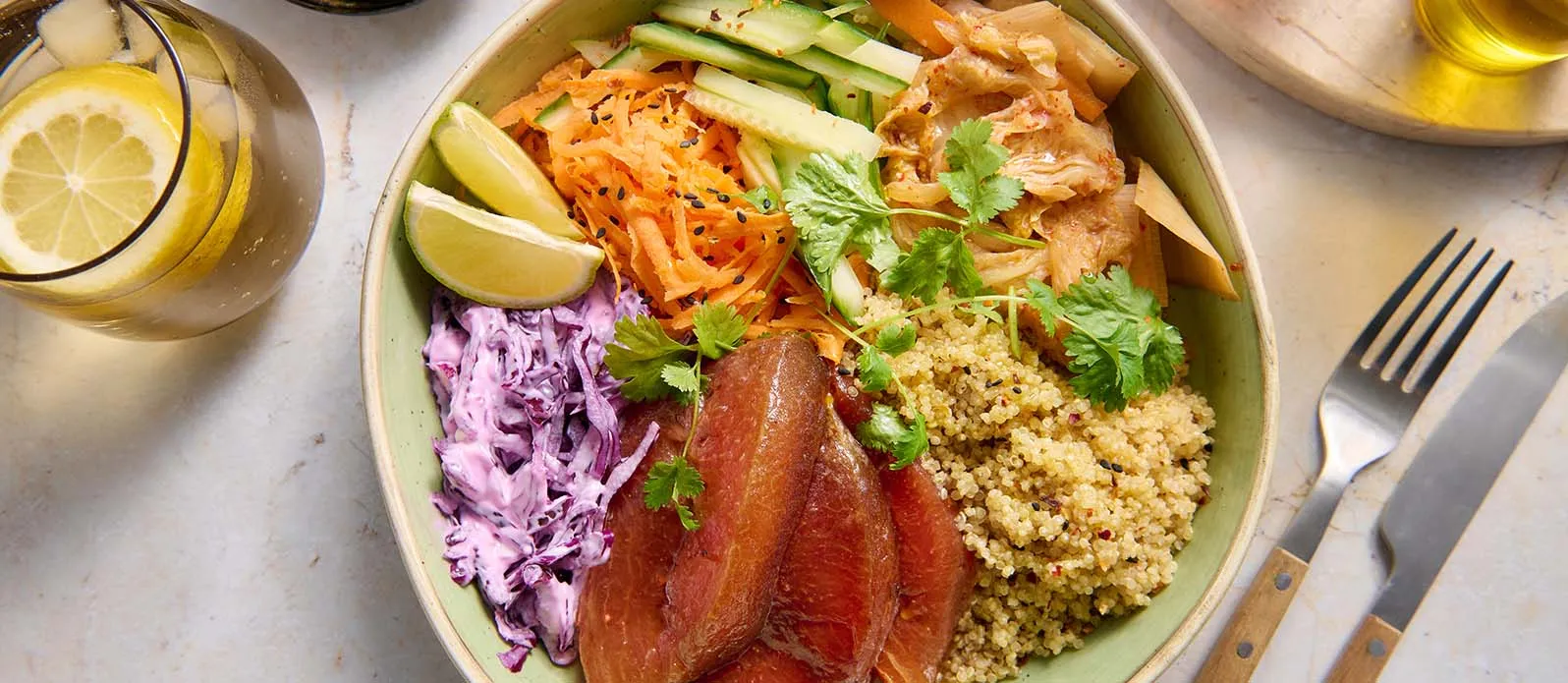 Ceviche po vzoru lososa s vodním melounem a quinoou