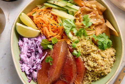 Ceviche po vzoru lososa s vodním melounem a quinoou