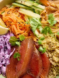 Ceviche po vzoru lososa s vodním melounem a quinoou