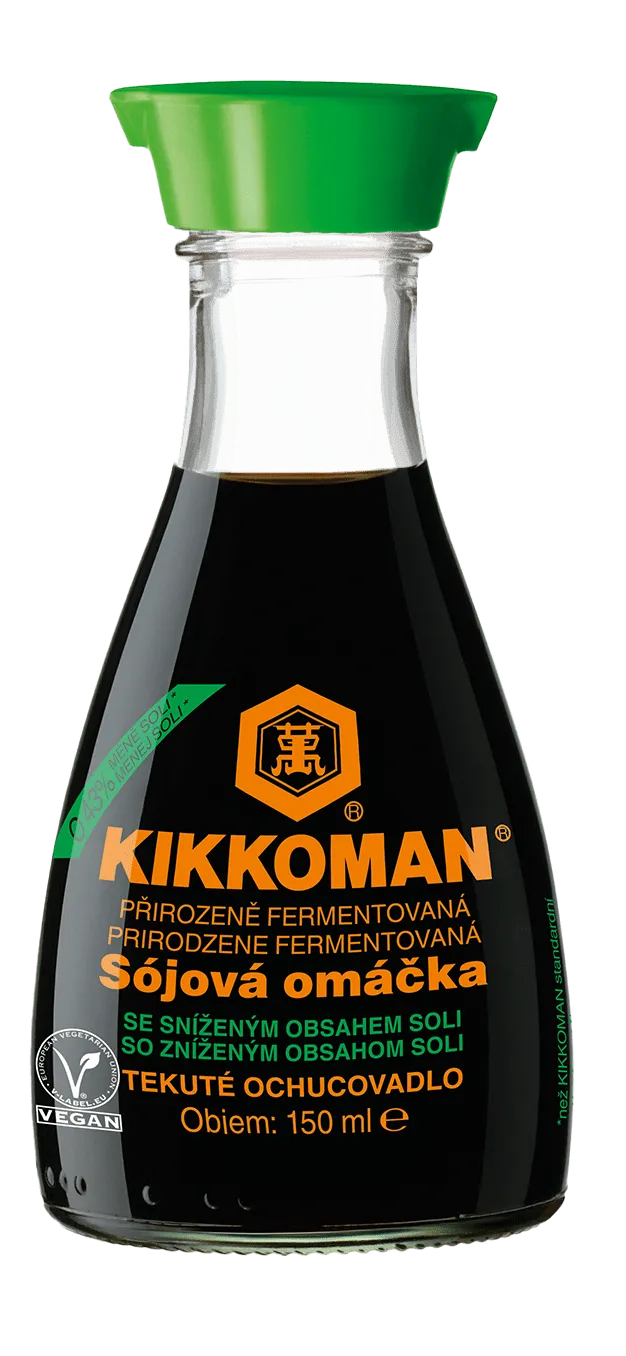 Kikkoman Sójová omáčka přirozeně fermentovaná se sníženým obsahem soli 150 ml dávkovač