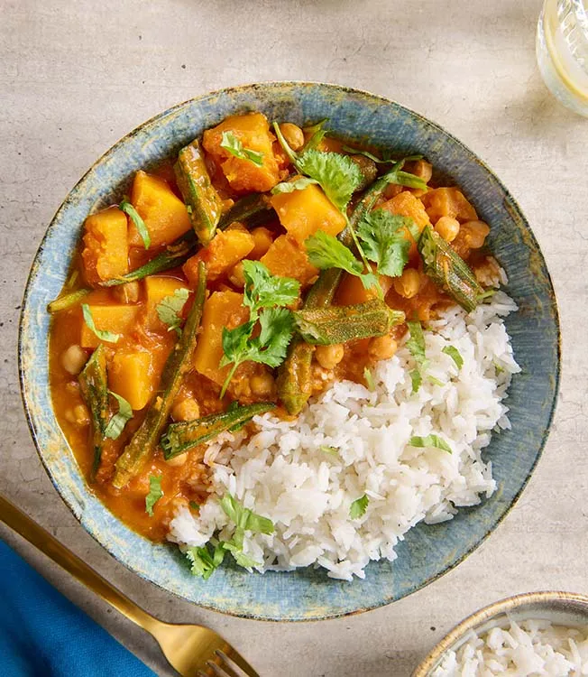 Dýňovo-okra ragú s rýží