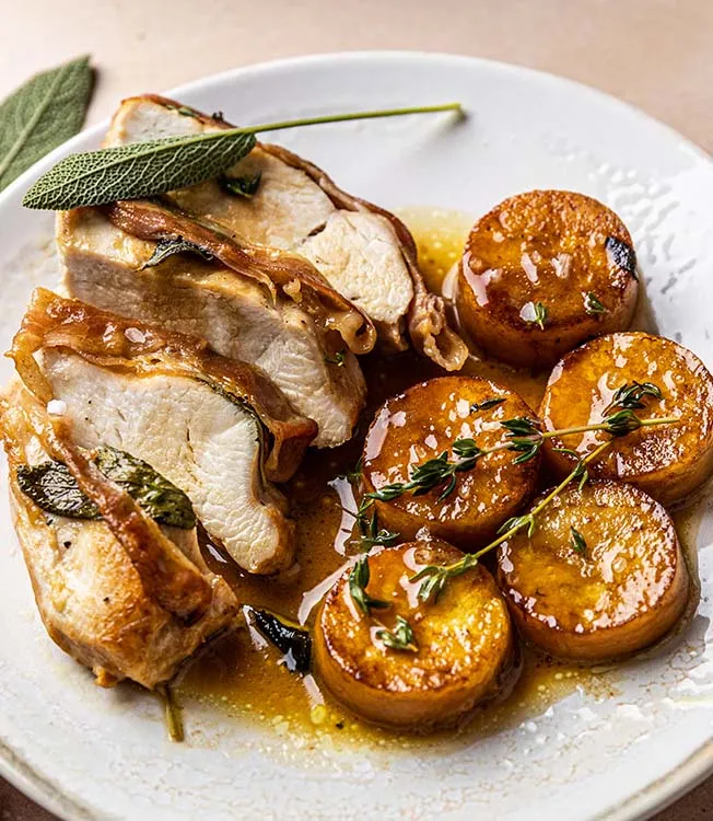 Bramborový fondant s kuřecím masem