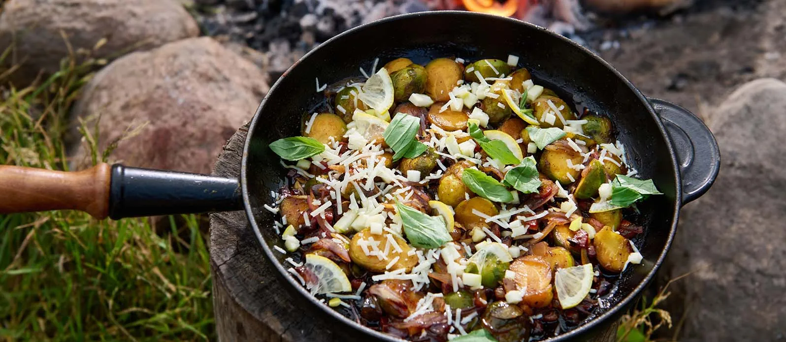 Smažené růžičkové kapusty s guanciale a citronem