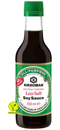 Kikkoman Sójová omáčka přirozeně fermentovaná se sníženým obsahem soli 250 ml láhev